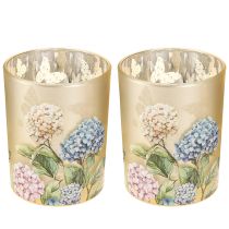 tételeket Elegáns virágmotívumokkal díszített gyertyatartó hangulatos szobadekorációhoz, 12,5 cm, 2 darab.