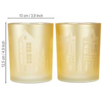 tételeket Üveglámpás ezüst arany város sziluett M12.5cm 4 db