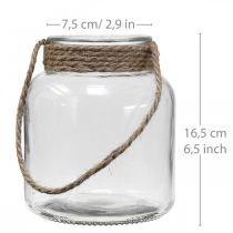 Lámpás üveg, teamécses tartó akasztáshoz H16,5cm Ø14,5cm
