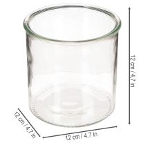tételeket Üveg mécsestartó, kerek, átlátszó üveg, sokoldalú, 12 cm, 2 darab