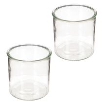 tételeket Üveg mécsestartó, kerek, átlátszó üveg, sokoldalú, 12 cm, 2 darab