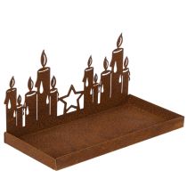 tételeket Fém lámpás üvegbetéttel, rozsdás fém bevonattal, dekoratív gyertyatartóval, 21,5 cm