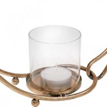 Lámpás fém gyertyatartó arany üveg Ø33cm