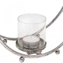 Lámpás fém gyertyatartó ezüst üveg Ø33cm
