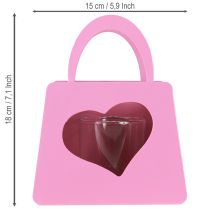 tételeket Fém lámpás üvegbetétes táskával, rózsaszín, M18cm, 2db