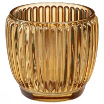 tételeket Lámpás narancssárga gyertyatartó Üveg Retro Ø7cm H7cm 6 db