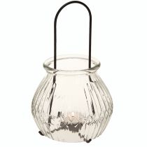 tételeket Lámpás teamécses tartó üveg fém átlátszó fekete Ø14,5cm