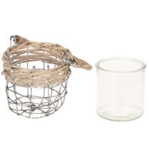 tételeket Mécsestartó, üveg, fém, fűzfa, Ø10.5cm, 3 darab