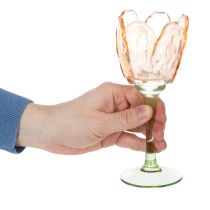 tételeket Tulipán alakú üveg mécsestartó, vintage stílusú, romantikus lakberendezési tárgy, 20cm