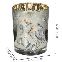 tételeket Mécsestartó madarakkal, téli mintával, fényes, 12 cm