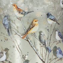 tételeket Mécsestartó madarakkal, téli mintával, fényes, 12 cm