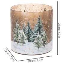 tételeket Üveg mécsestartó téli erdővel a hóban, karácsonyi dekoráció, 20cm