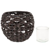 tételeket Fonott mécsestartó, fekete és barna, nyári dekoráció, Ø31cm M25cm