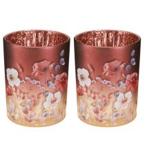 tételeket Dekoratív üveglámpás virágmintával, elegáns otthoni kiegészítőkhöz, 12,5 cm, 2 darab