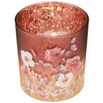 tételeket Elegáns virágmotívumokkal díszített gyertyatartó hangulatos szobadíszítéshez, 8 cm, 4 darab.