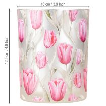 tételeket Elegáns, tulipán motívumos lámpás hangulatos tavaszi dekorációhoz, 12,5 cm, 2 darab.