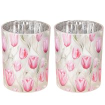 tételeket Elegáns, tulipán motívumos lámpás hangulatos tavaszi dekorációhoz, 12,5 cm, 2 darab.