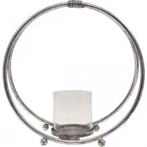 tételeket Lámpás fém gyertyatartó ezüst üveg Ø33cm