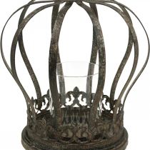 tételeket Korona lámpásként, gyertya díszítés, fém korona, antik megjelenés, H28cm, Ø21cm