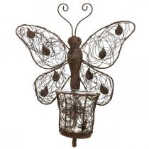 Lámpás fém fali dekoráció pillangó rozsda díszítés 36,5cm
