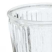 tételeket Lámpás üvegpohár hornyolt üvegdísz Ø11,5cm H15cm