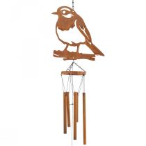 Szélcsengő csengő fém kerti madár patina 22,5x82cm
