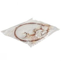 tételeket Szélcsengő kagylóval dekoratív gyűrű természetes fa Ø20cm H66cm