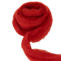 tételeket Gyapjúzsinór, díszgyapjú, piros, 2m nemezelt gyapjú virágkötészethez, dekorációhoz és kézműveskedéshez