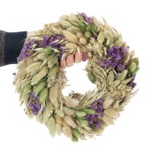 tételeket Szárított virágkoszorú tavaszra és nyárra, asztalra és bejárati ajtóra, különleges alkalmakra színes díszítésekkel, 26 cm