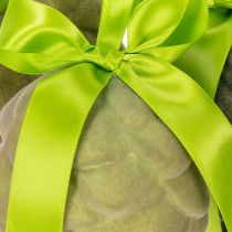 tételeket Dekoratív fenyőtobozok felakasztásra, bolyhosított fenyőtobozok szalaggal és masnival, 18 cm, 3 darab