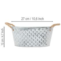 tételeket Ovális cinktál kötélfogantyúkkal, 27cm x 17,5cm, M12cm