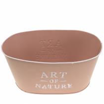 tételeket Virágtartó ovális horganyzott régi rózsaszín virágtartó 27×18cm H12,5cm