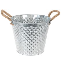 tételeket Cinkcserép, rombusz alakú, kötél fogantyúkkal, fehérre meszelt, Ø24,5cm, M21cm