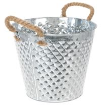 tételeket Cinkcserép, rombusz alakú, kötél fogantyúkkal, fehérre meszelt, Ø24,5cm, M21cm