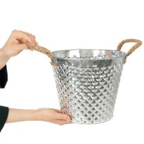tételeket Cinkcserép, rombusz alakú, kötél fogantyúkkal, fehérre meszelt, Ø24,5cm, M21cm