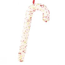 tételeket 4 darabos cukorpálca-akasztó szett, fehér, színes, csillámos dekorációval, 30 cm