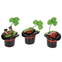 tételeket Szerencsefigura lóhere és bogár cilinderben, 7cm, 3 darab
