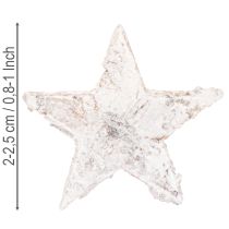 tételeket Nyírfa csillagok mini 2cm - 2.5cm fehérre meszelt 150 db