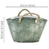 tételeket Virágcserép fülekkel, táska, fém, juta, 24,5×17×15,5cm