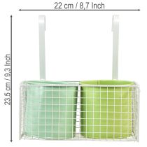 tételeket Függő fém virágcserép, zöld, erkélydekoráció, H22cm M23.5cm