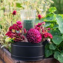 tételeket Virágcserép fém ovális fogantyúval fekete natúr 34x19.5x15cm