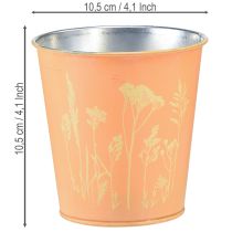 tételeket Fém virágcserép, őszibarack mintás, ültető, Ø10.5cm M10.5cm