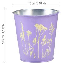 tételeket Fém virágcserép, ültető, lila virágok, Ø10cm M10.5cm
