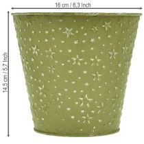 tételeket Fém virágcserép, ültető, csillagok, zöld és ezüst, Ø16cm