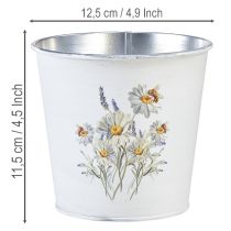 tételeket Fém virágcserép, ültető, fehér, 12,5 cm magas, 11,5 cm magas