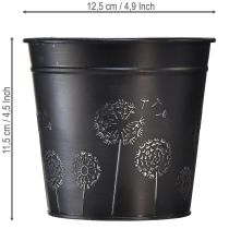 tételeket Fekete és ezüst virágcserép, fém ültető, Ø12,5cm M11,5cm