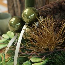 tételeket Üveg karácsonyfadíszek, fényes, olíva és ezüstszürke színben, 5 cm, 24 darab