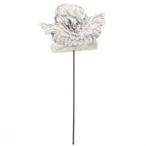 tételeket Díszangyal pálcán dekoratív sírdísz szürke fehér H6,5cm 3 db