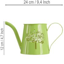 tételeket Dekoratív fém öntözőkanna, pitypang mintával, zöld, 12 cm magas, 2 darabos, dekoratív váza, shabby chic