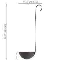 tételeket Dekoratív virágcserép, antracit, függő, Ø16,5cm, 2 darab